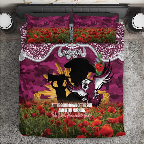 Personalised Sea Eagles Rugby ANZAC Day Bedding Set Last Post Poppy We Will Remember Them