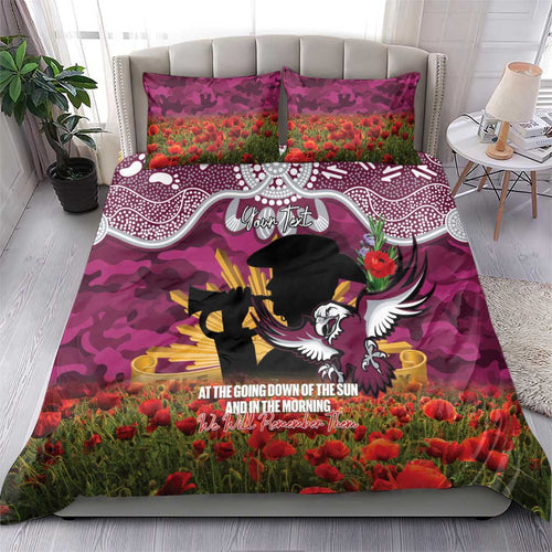 Personalised Sea Eagles Rugby ANZAC Day Bedding Set Last Post Poppy We Will Remember Them