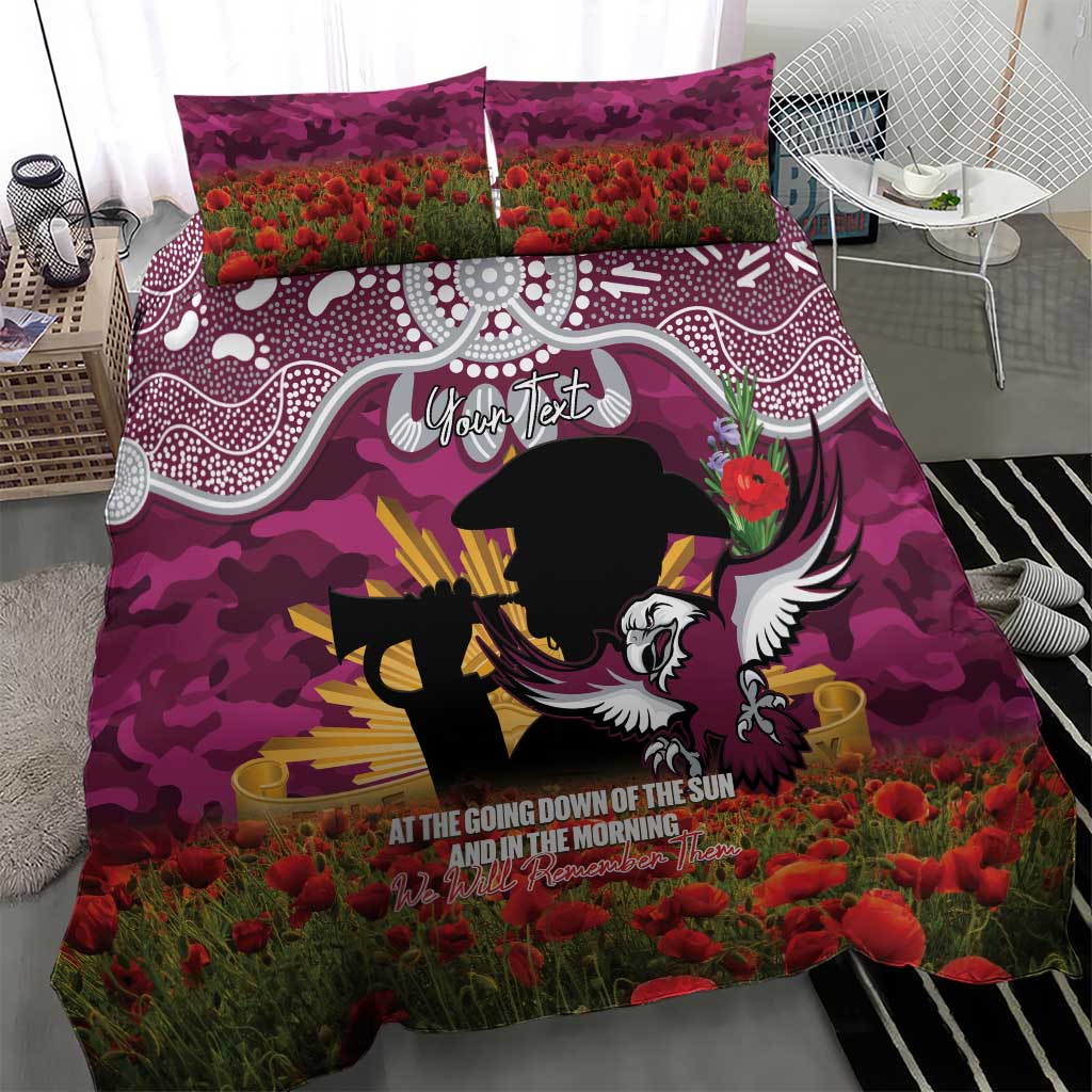 Personalised Sea Eagles Rugby ANZAC Day Bedding Set Last Post Poppy We Will Remember Them