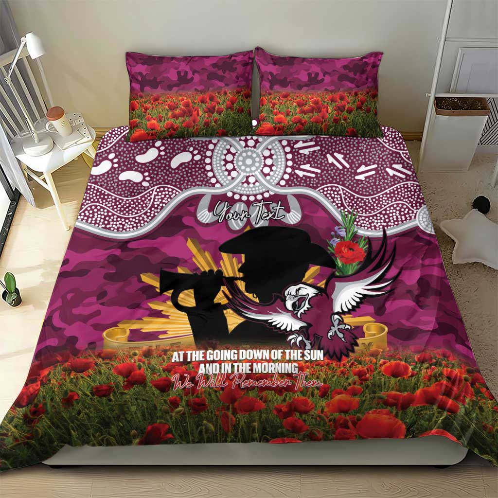 Personalised Sea Eagles Rugby ANZAC Day Bedding Set Last Post Poppy We Will Remember Them