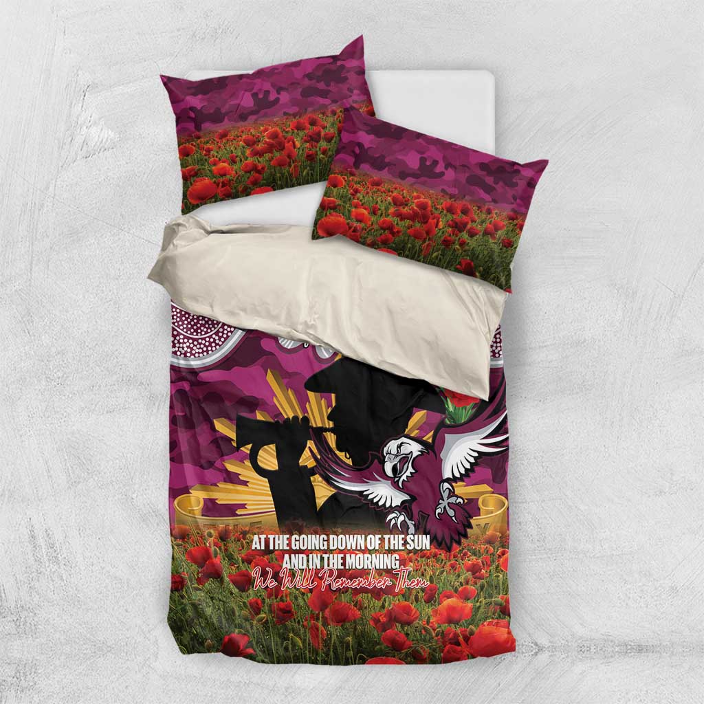 Personalised Sea Eagles Rugby ANZAC Day Bedding Set Last Post Poppy We Will Remember Them