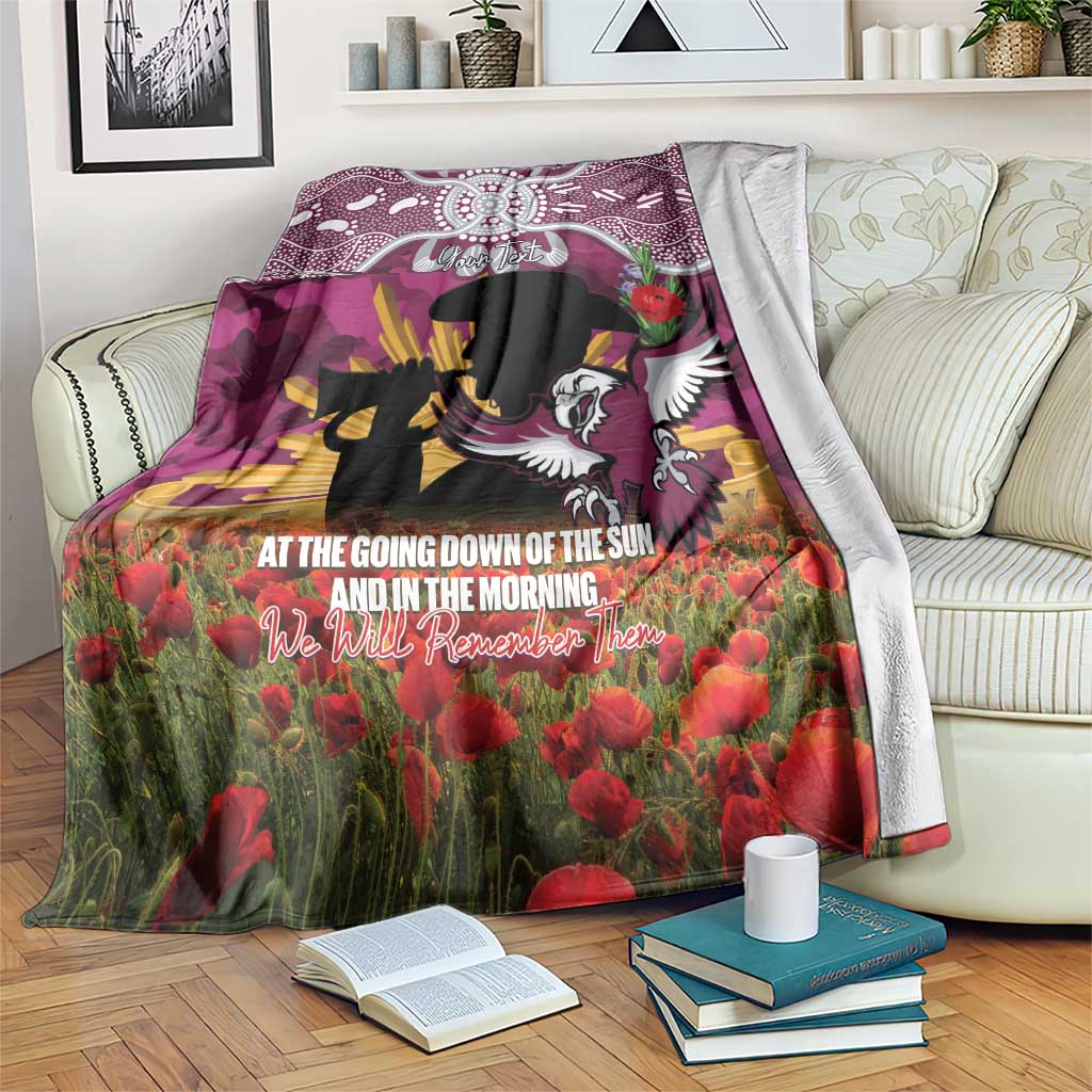 Personalised Sea Eagles Rugby ANZAC Day Blanket Last Post Poppy We Will Remember Them