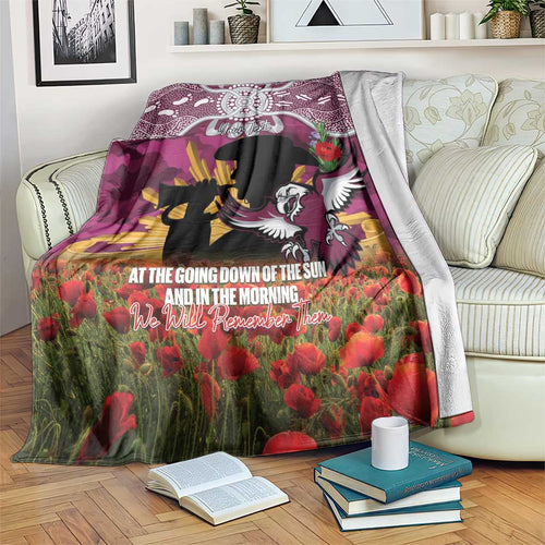 Personalised Sea Eagles Rugby ANZAC Day Blanket Last Post Poppy We Will Remember Them