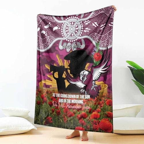 Personalised Sea Eagles Rugby ANZAC Day Blanket Last Post Poppy We Will Remember Them