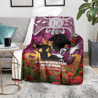 Personalised Sea Eagles Rugby ANZAC Day Blanket Last Post Poppy We Will Remember Them