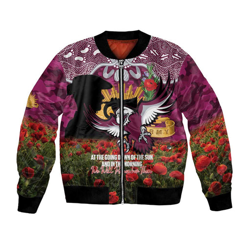 Personalised Sea Eagles Rugby ANZAC Day Bomber Jacket Last Post Poppy We Will Remember Them