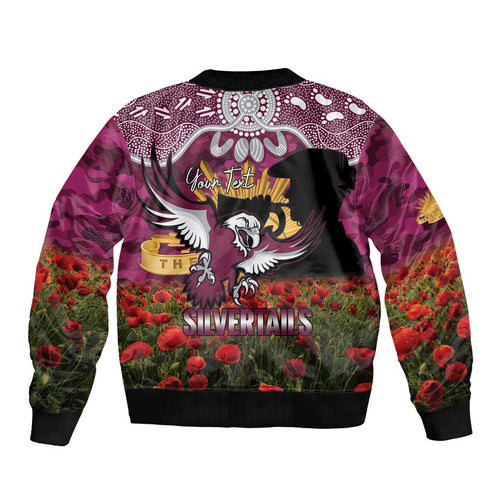 Personalised Sea Eagles Rugby ANZAC Day Bomber Jacket Last Post Poppy We Will Remember Them