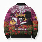 Personalised Sea Eagles Rugby ANZAC Day Bomber Puffer Jacket Last Post Poppy We Will Remember Them
