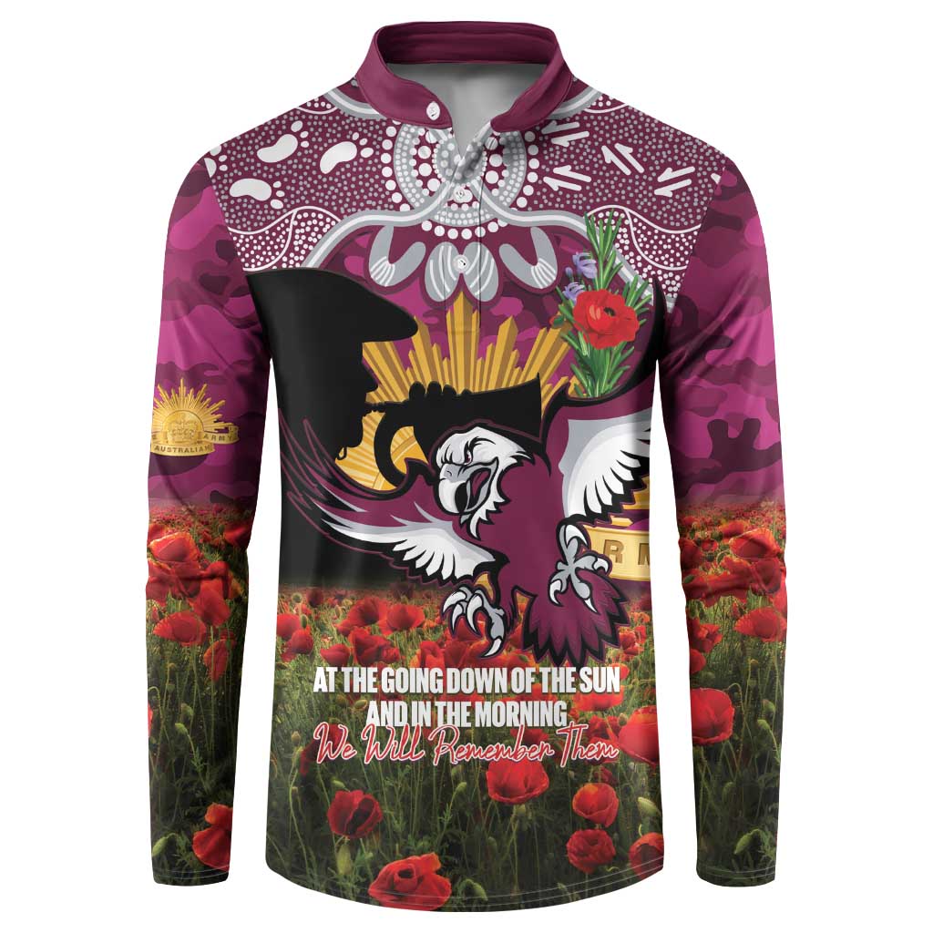 Personalised Sea Eagles Rugby ANZAC Day Button Sweatshirt Last Post Poppy We Will Remember Them