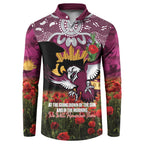 Personalised Sea Eagles Rugby ANZAC Day Button Sweatshirt Last Post Poppy We Will Remember Them