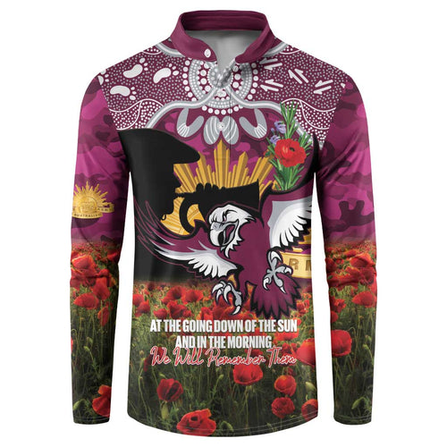 Personalised Sea Eagles Rugby ANZAC Day Button Sweatshirt Last Post Poppy We Will Remember Them