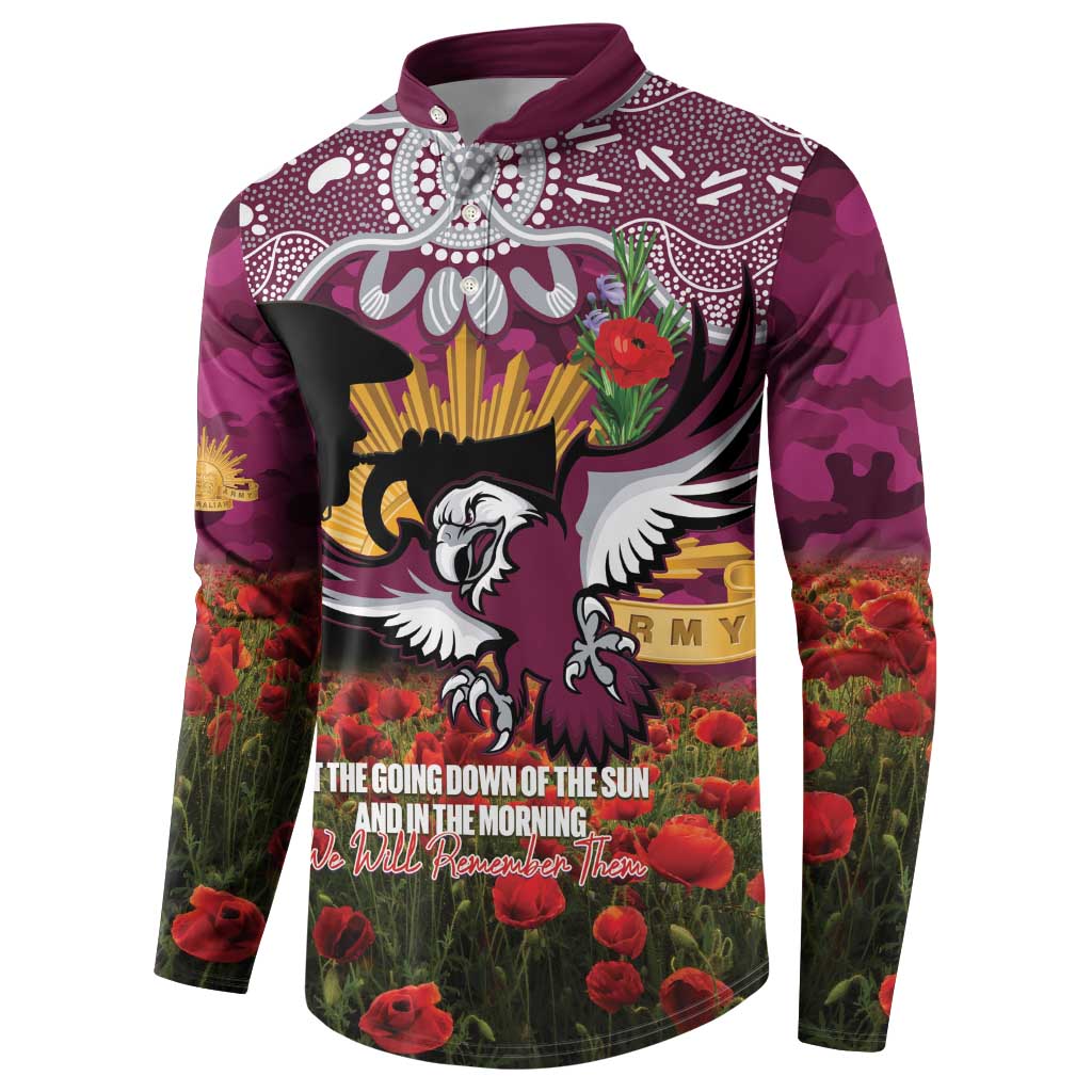 Personalised Sea Eagles Rugby ANZAC Day Button Sweatshirt Last Post Poppy We Will Remember Them