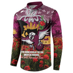 Personalised Sea Eagles Rugby ANZAC Day Button Sweatshirt Last Post Poppy We Will Remember Them