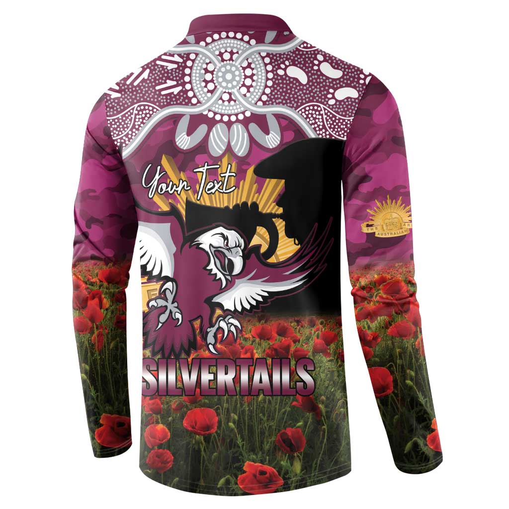 Personalised Sea Eagles Rugby ANZAC Day Button Sweatshirt Last Post Poppy We Will Remember Them
