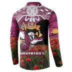 Personalised Sea Eagles Rugby ANZAC Day Button Sweatshirt Last Post Poppy We Will Remember Them