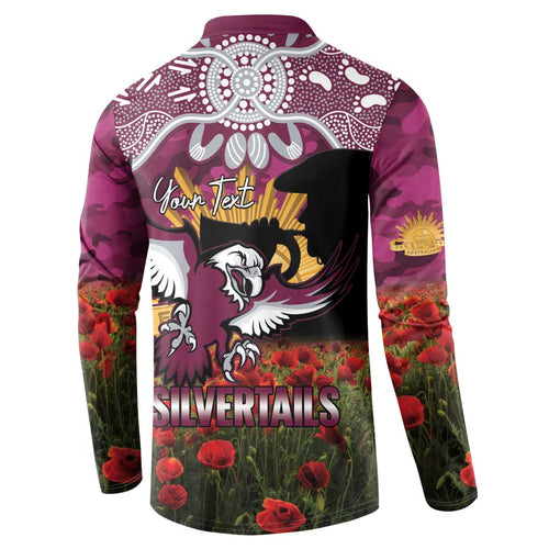 Personalised Sea Eagles Rugby ANZAC Day Button Sweatshirt Last Post Poppy We Will Remember Them