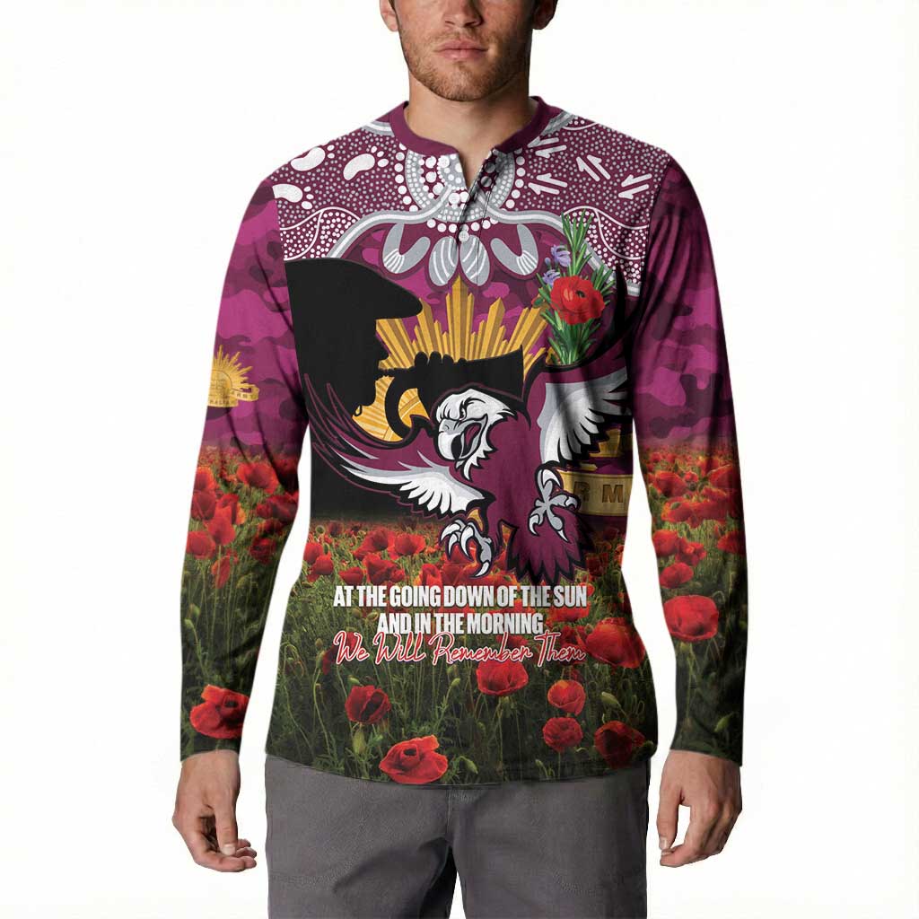 Personalised Sea Eagles Rugby ANZAC Day Button Sweatshirt Last Post Poppy We Will Remember Them