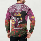 Personalised Sea Eagles Rugby ANZAC Day Button Sweatshirt Last Post Poppy We Will Remember Them