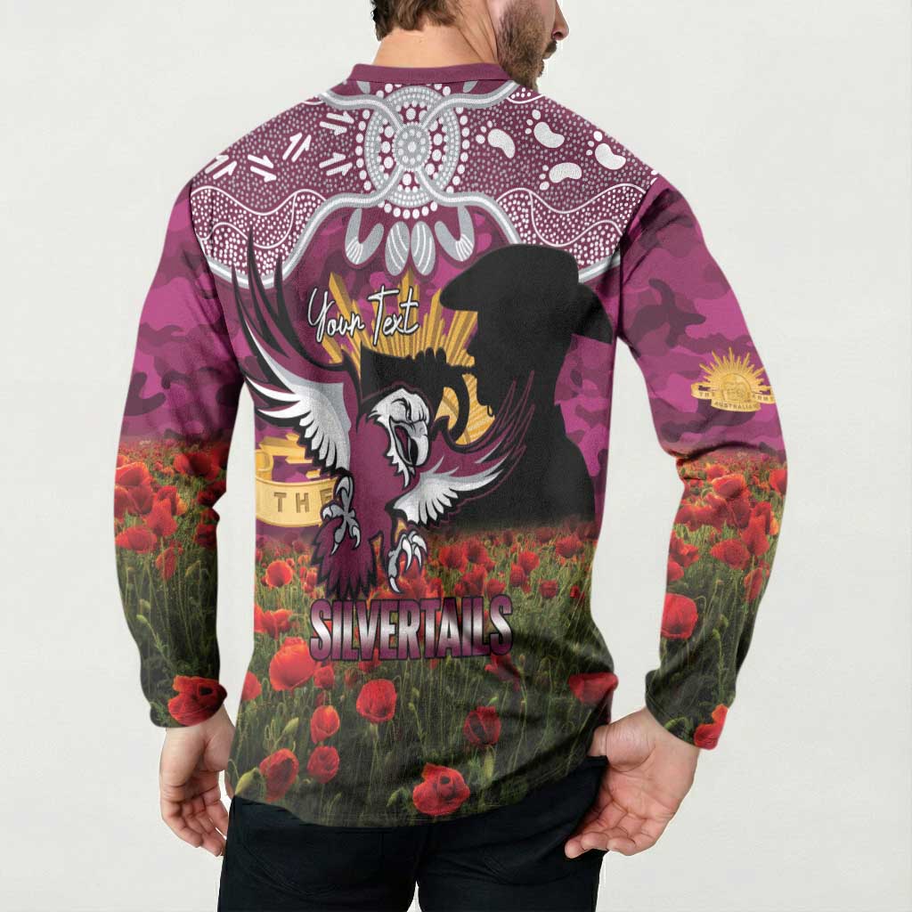 Personalised Sea Eagles Rugby ANZAC Day Button Sweatshirt Last Post Poppy We Will Remember Them