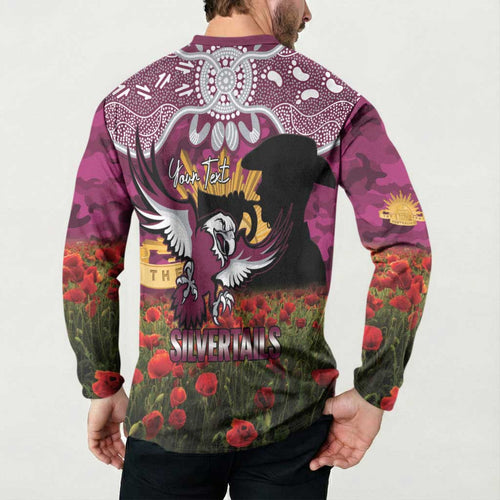 Personalised Sea Eagles Rugby ANZAC Day Button Sweatshirt Last Post Poppy We Will Remember Them