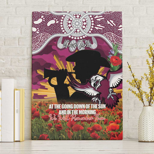 Personalised Sea Eagles Rugby ANZAC Day Canvas Wall Art Last Post Poppy We Will Remember Them