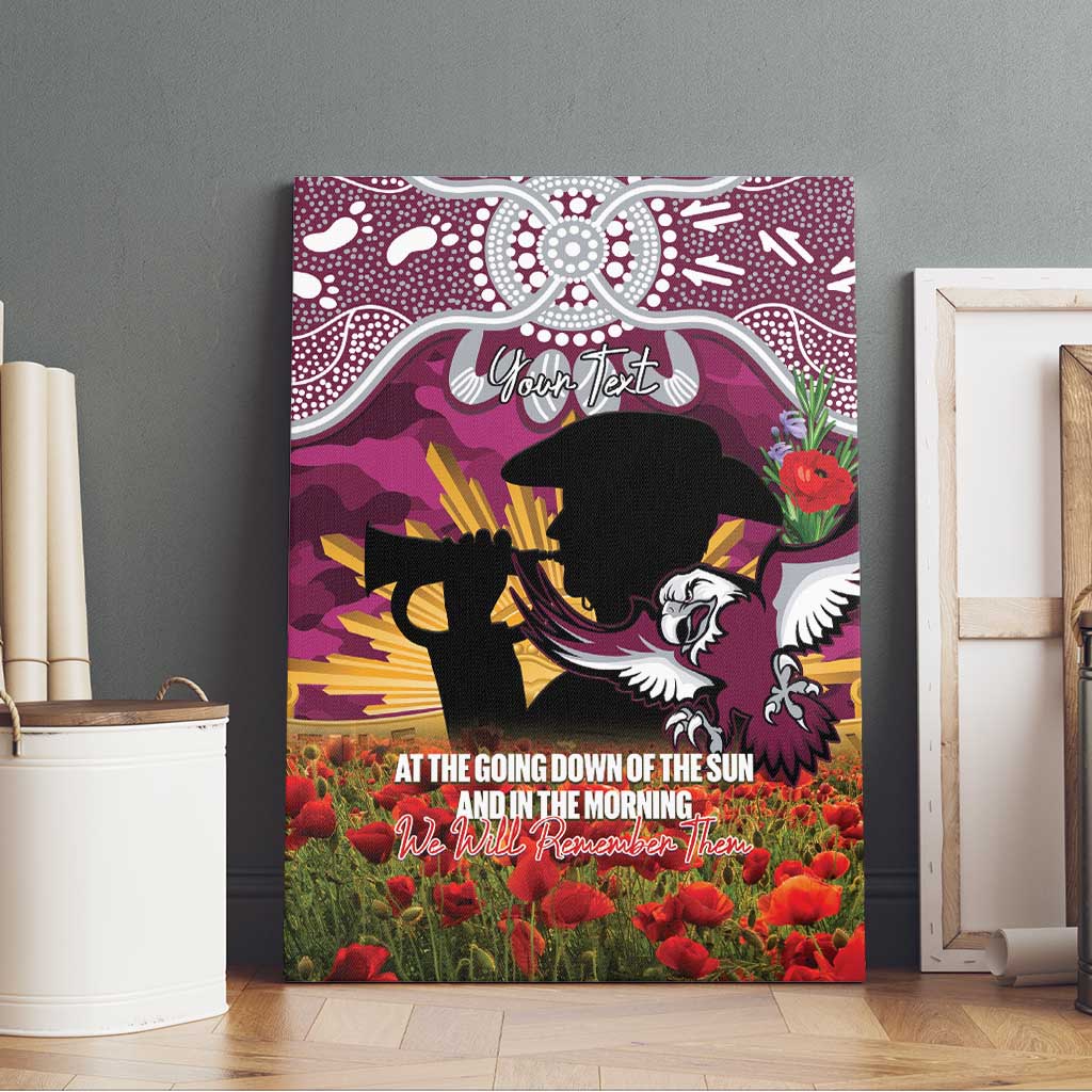 Personalised Sea Eagles Rugby ANZAC Day Canvas Wall Art Last Post Poppy We Will Remember Them