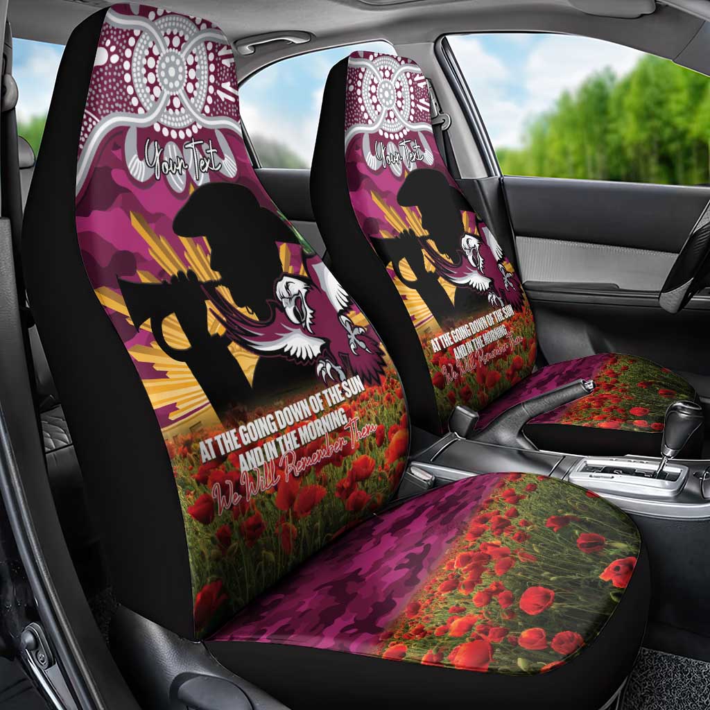 Personalised Sea Eagles Rugby ANZAC Day Car Seat Cover Last Post Poppy We Will Remember Them