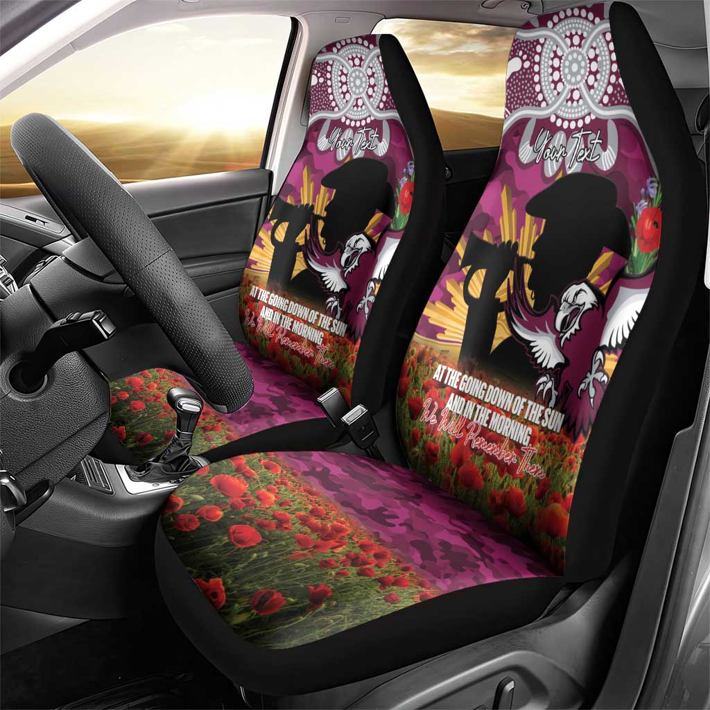 Personalised Sea Eagles Rugby ANZAC Day Car Seat Cover Last Post Poppy We Will Remember Them
