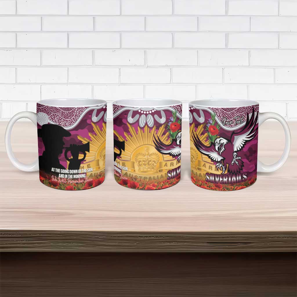 Personalised Sea Eagles Rugby ANZAC Day Ceramic Mug Last Post Poppy We Will Remember Them