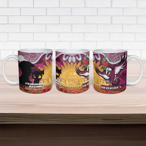 Personalised Sea Eagles Rugby ANZAC Day Ceramic Mug Last Post Poppy We Will Remember Them
