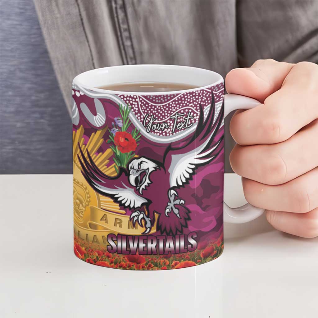 Personalised Sea Eagles Rugby ANZAC Day Ceramic Mug Last Post Poppy We Will Remember Them