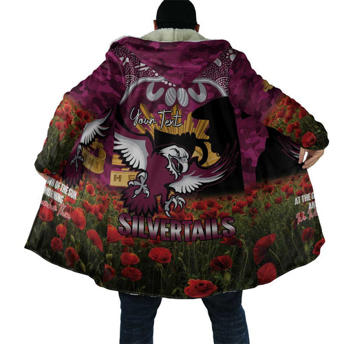 Personalised Sea Eagles Rugby ANZAC Day Cloak Last Post Poppy We Will Remember Them
