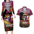 Personalised Sea Eagles Rugby ANZAC Day Couples Matching Long Sleeve Bodycon Dress and Hawaiian Shirt Last Post Poppy We Will Remember Them