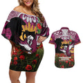 Personalised Sea Eagles Rugby ANZAC Day Couples Matching Off Shoulder Short Dress and Hawaiian Shirt Last Post Poppy We Will Remember Them