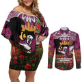 Personalised Sea Eagles Rugby ANZAC Day Couples Matching Off Shoulder Short Dress and Long Sleeve Button Shirt Last Post Poppy We Will Remember Them