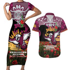 Personalised Sea Eagles Rugby ANZAC Day Couples Matching Short Sleeve Bodycon Dress and Hawaiian Shirt Last Post Poppy We Will Remember Them