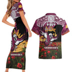 Personalised Sea Eagles Rugby ANZAC Day Couples Matching Short Sleeve Bodycon Dress and Hawaiian Shirt Last Post Poppy We Will Remember Them