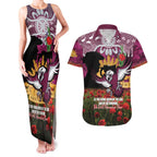 Personalised Sea Eagles Rugby ANZAC Day Couples Matching Tank Maxi Dress and Hawaiian Shirt Last Post Poppy We Will Remember Them