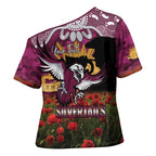 Personalised Sea Eagles Rugby ANZAC Day Cross Shoulder Shirt Last Post Poppy We Will Remember Them