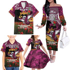 Personalised Sea Eagles Rugby ANZAC Day Family Matching Off The Shoulder Long Sleeve Dress and Hawaiian Shirt Last Post Poppy We Will Remember Them