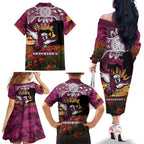 Personalised Sea Eagles Rugby ANZAC Day Family Matching Off The Shoulder Long Sleeve Dress and Hawaiian Shirt Last Post Poppy We Will Remember Them
