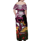 Personalised Sea Eagles Rugby ANZAC Day Family Matching Off Shoulder Maxi Dress and Hawaiian Shirt Last Post Poppy We Will Remember Them