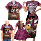 Personalised Sea Eagles Rugby ANZAC Day Family Matching Short Sleeve Bodycon Dress and Hawaiian Shirt Last Post Poppy We Will Remember Them