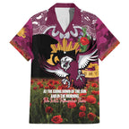 Personalised Sea Eagles Rugby ANZAC Day Family Matching Short Sleeve Bodycon Dress and Hawaiian Shirt Last Post Poppy We Will Remember Them