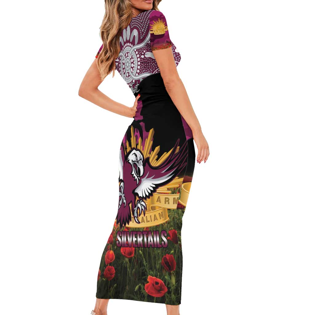 Personalised Sea Eagles Rugby ANZAC Day Family Matching Short Sleeve Bodycon Dress and Hawaiian Shirt Last Post Poppy We Will Remember Them