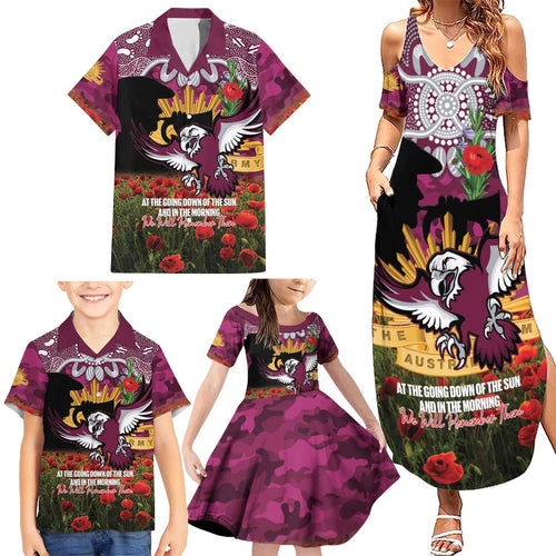 Personalised Sea Eagles Rugby ANZAC Day Family Matching Summer Maxi Dress and Hawaiian Shirt Last Post Poppy We Will Remember Them