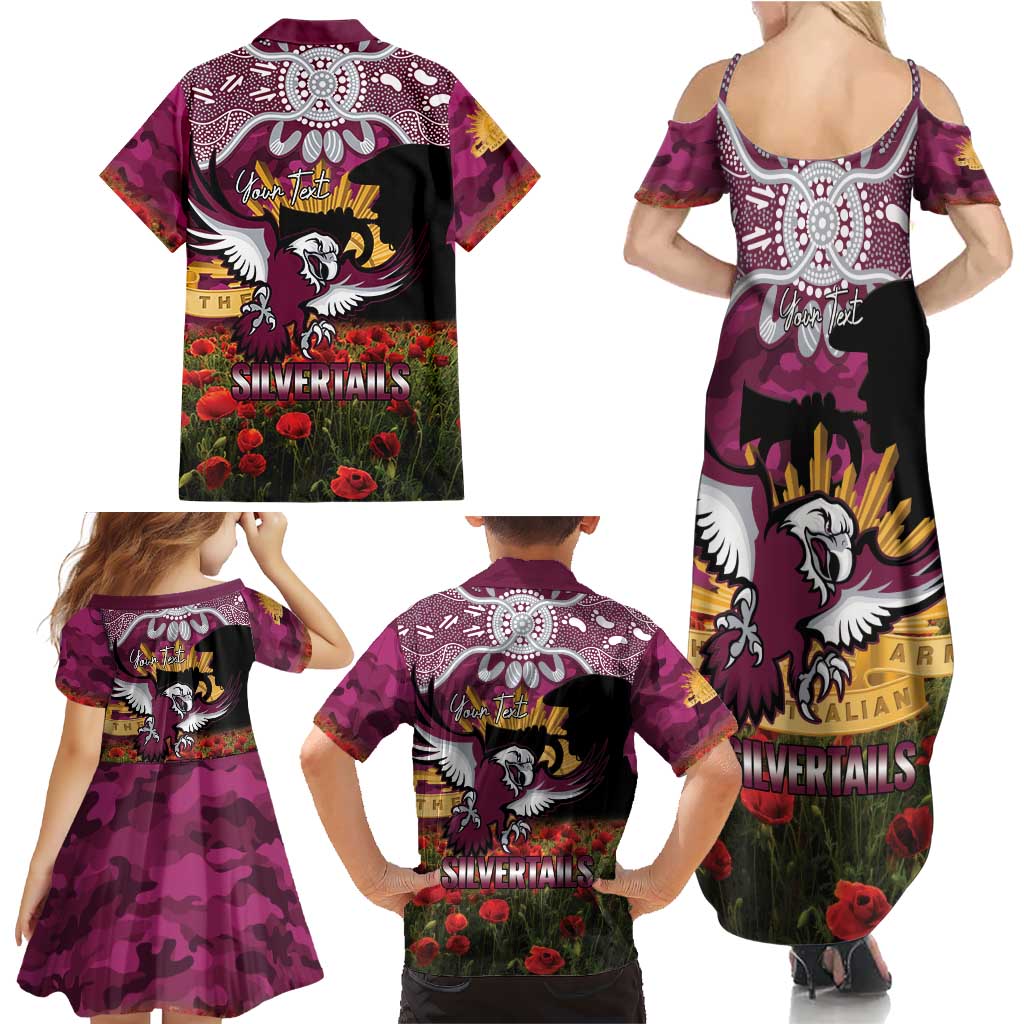 Personalised Sea Eagles Rugby ANZAC Day Family Matching Summer Maxi Dress and Hawaiian Shirt Last Post Poppy We Will Remember Them