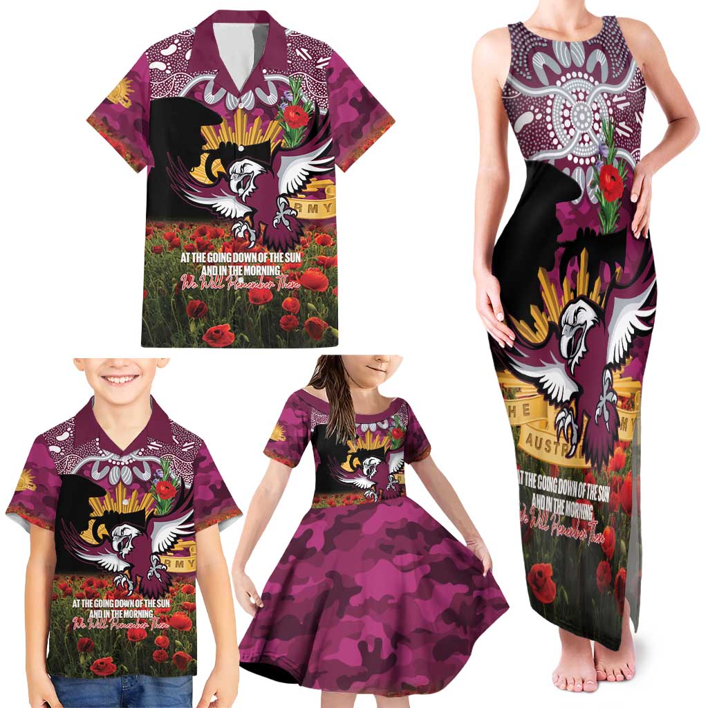 Personalised Sea Eagles Rugby ANZAC Day Family Matching Tank Maxi Dress and Hawaiian Shirt Last Post Poppy We Will Remember Them