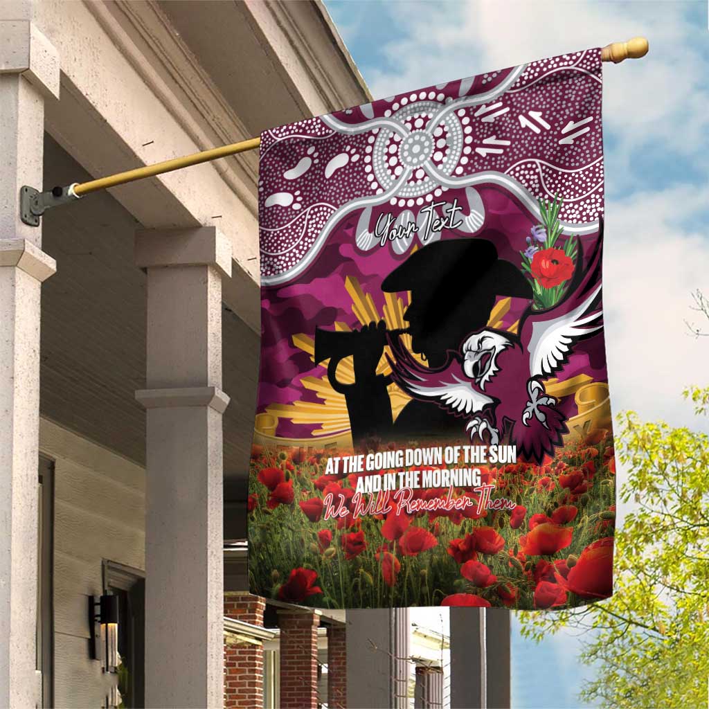 Personalised Sea Eagles Rugby ANZAC Day Garden Flag Last Post Poppy We Will Remember Them