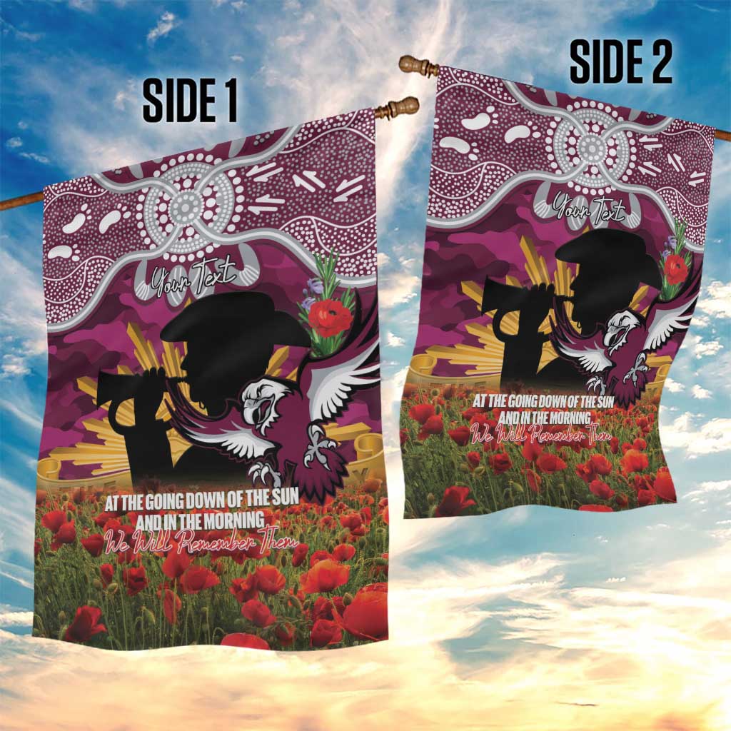 Personalised Sea Eagles Rugby ANZAC Day Garden Flag Last Post Poppy We Will Remember Them